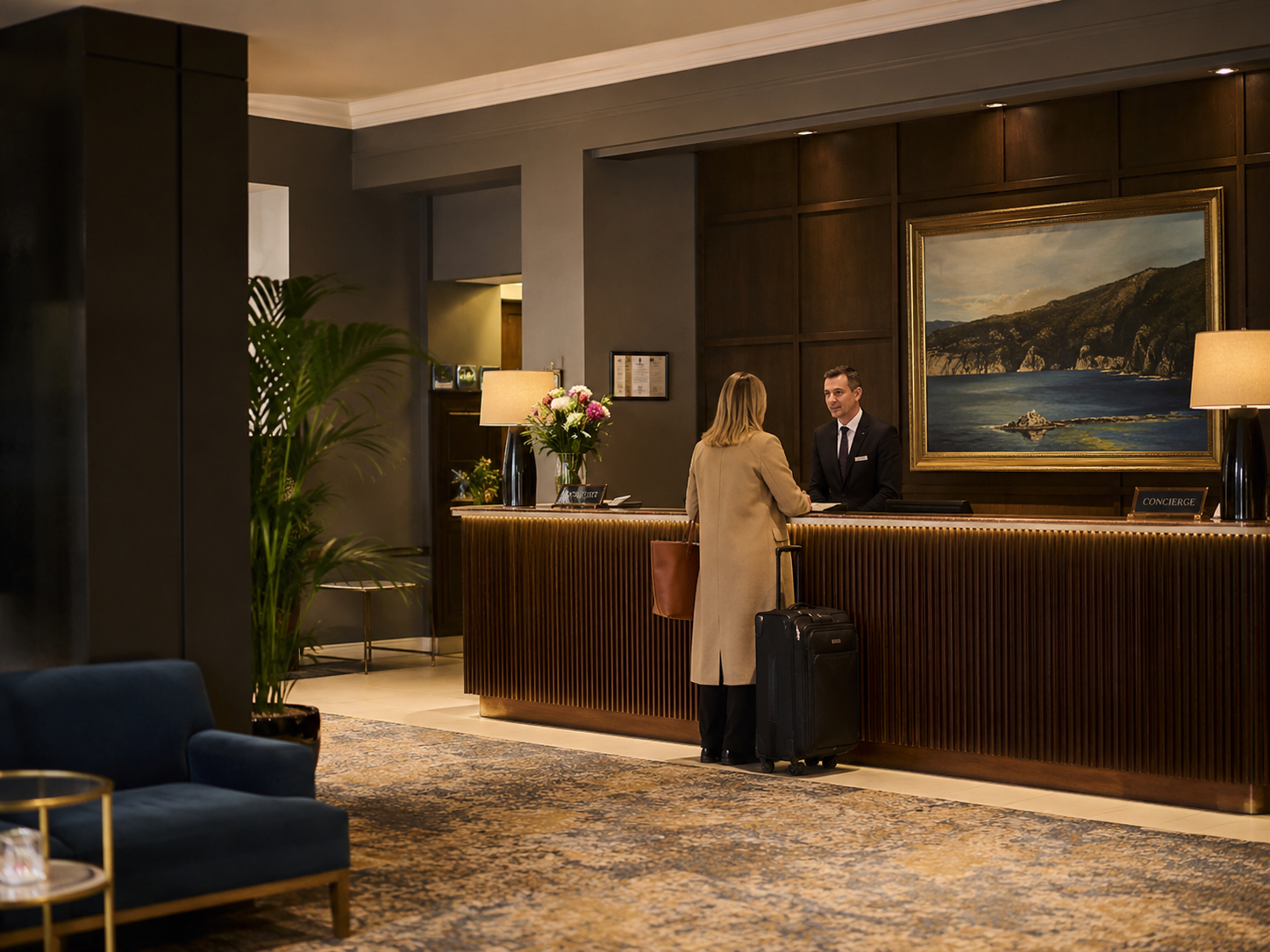 Szerencse reception desk for guest enquiries in Dunedin